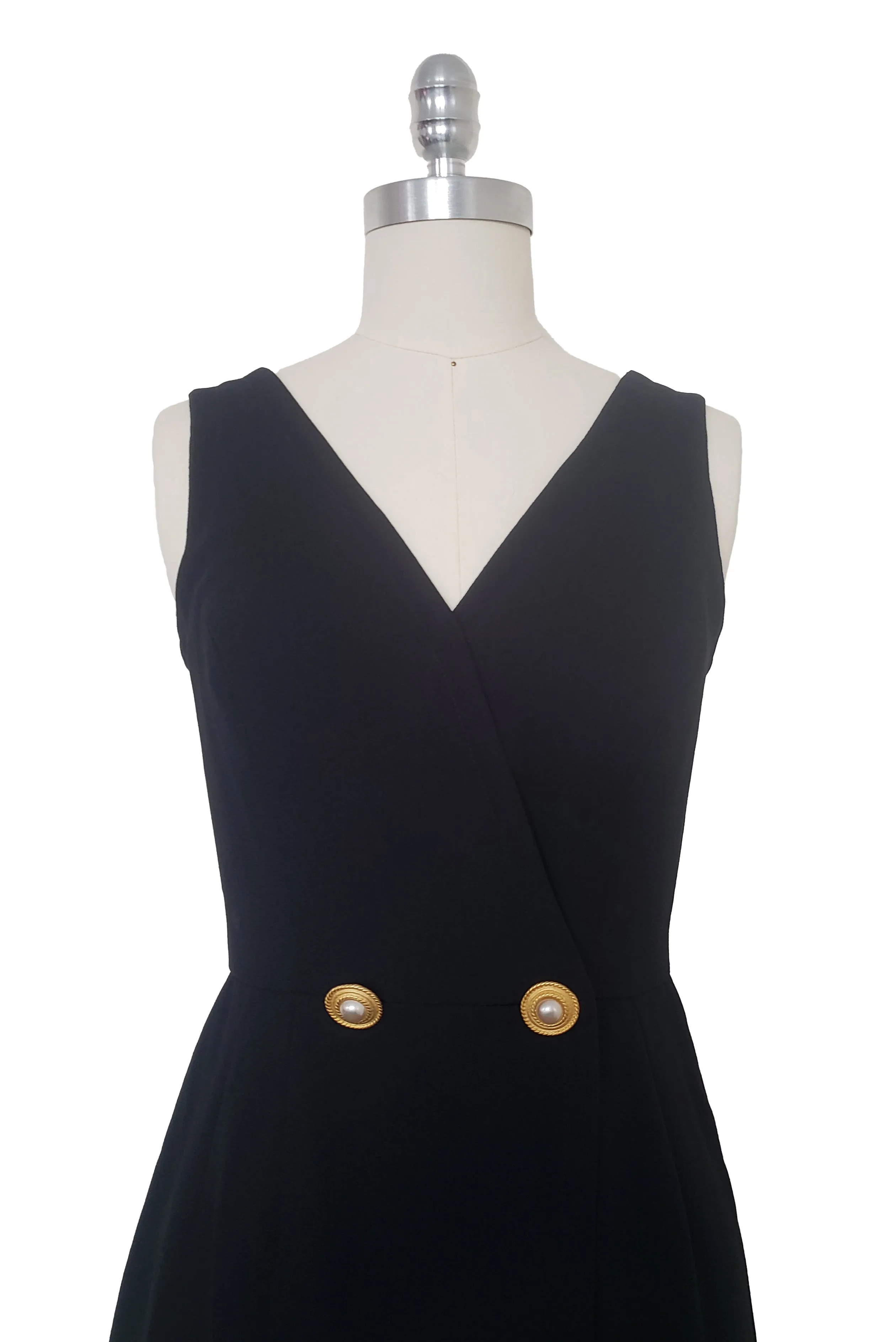 1990s Vintage Black Wrap Dress by Liz Claiborne, Extra Small to Small