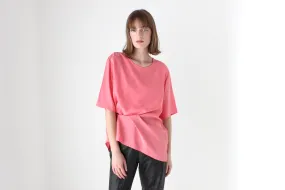 80s Bubblegum Pink Pure Silk Relaxed, Minimal Tee Top