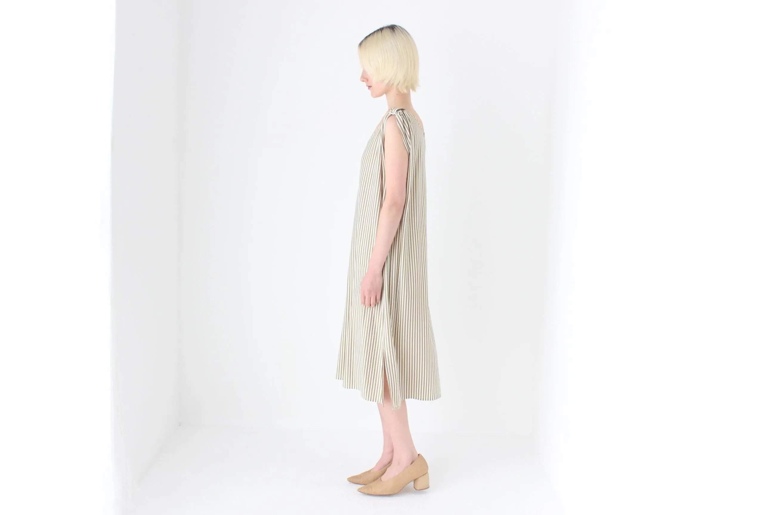 80s Neutral Stripe Relaxed Dress