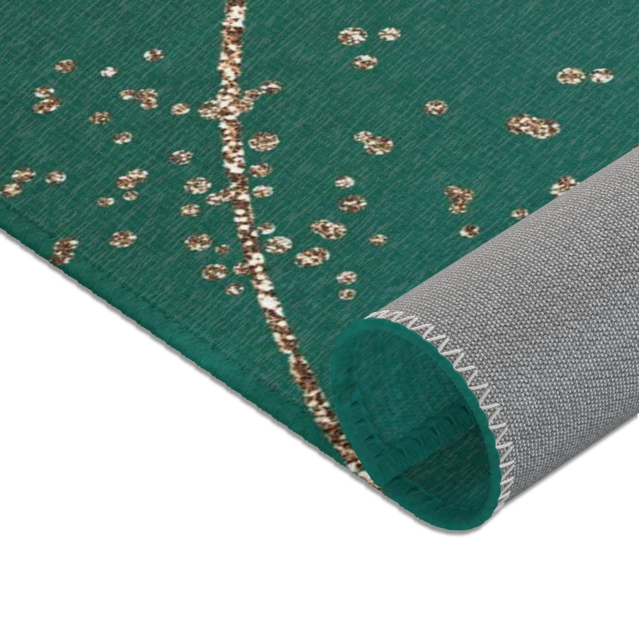 Abstract Boho Area Rug | Modern Green, Muted Gold Watercolor
