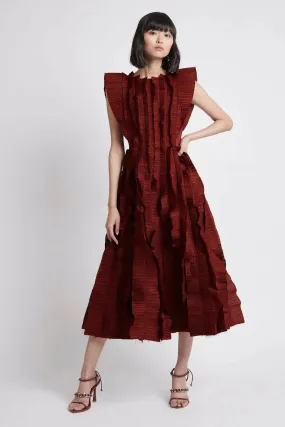 Aje Hybrid Midi in Burgundy
