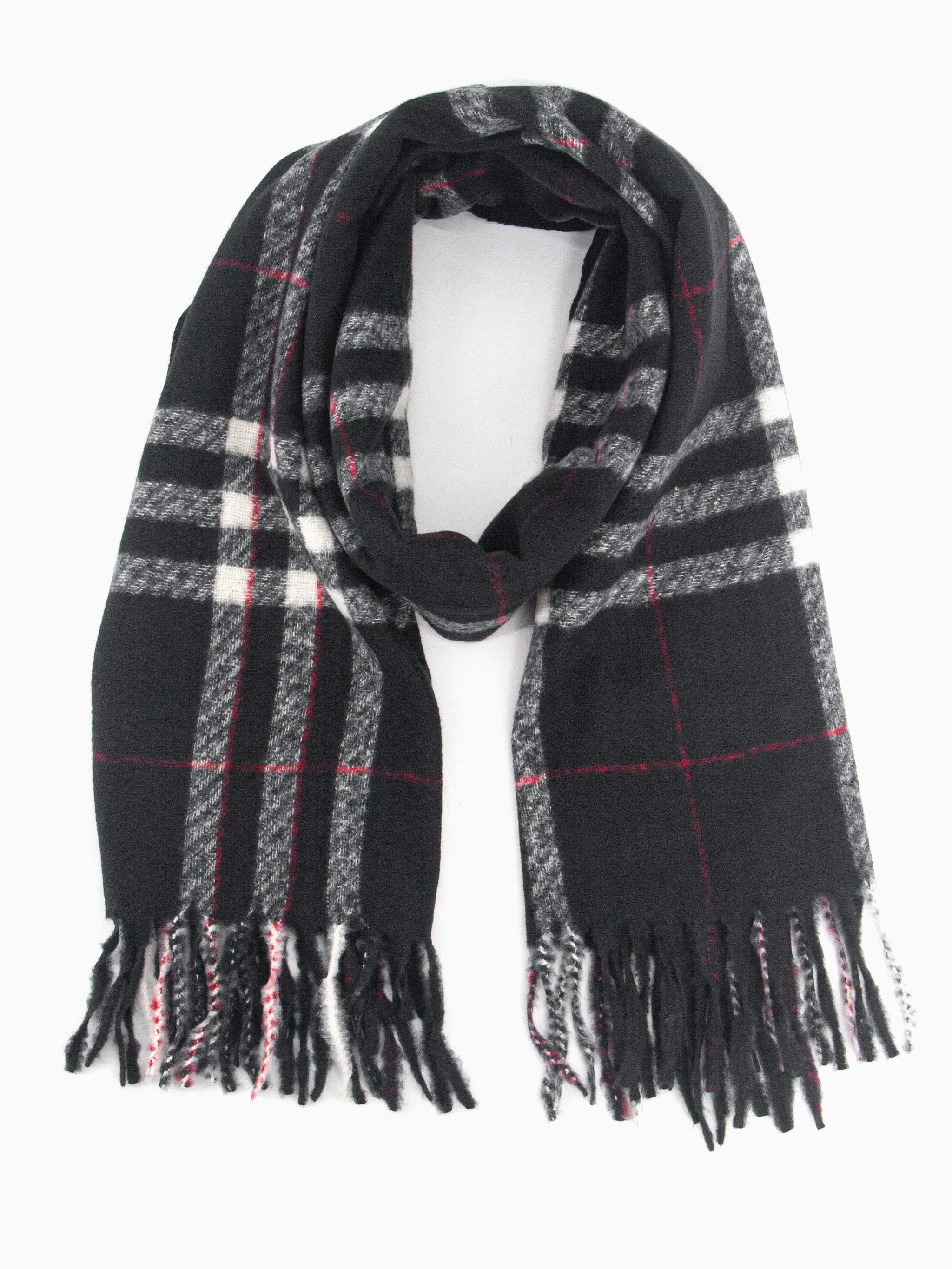 Alba Heavyweight Scarf - Black, Traditional Check