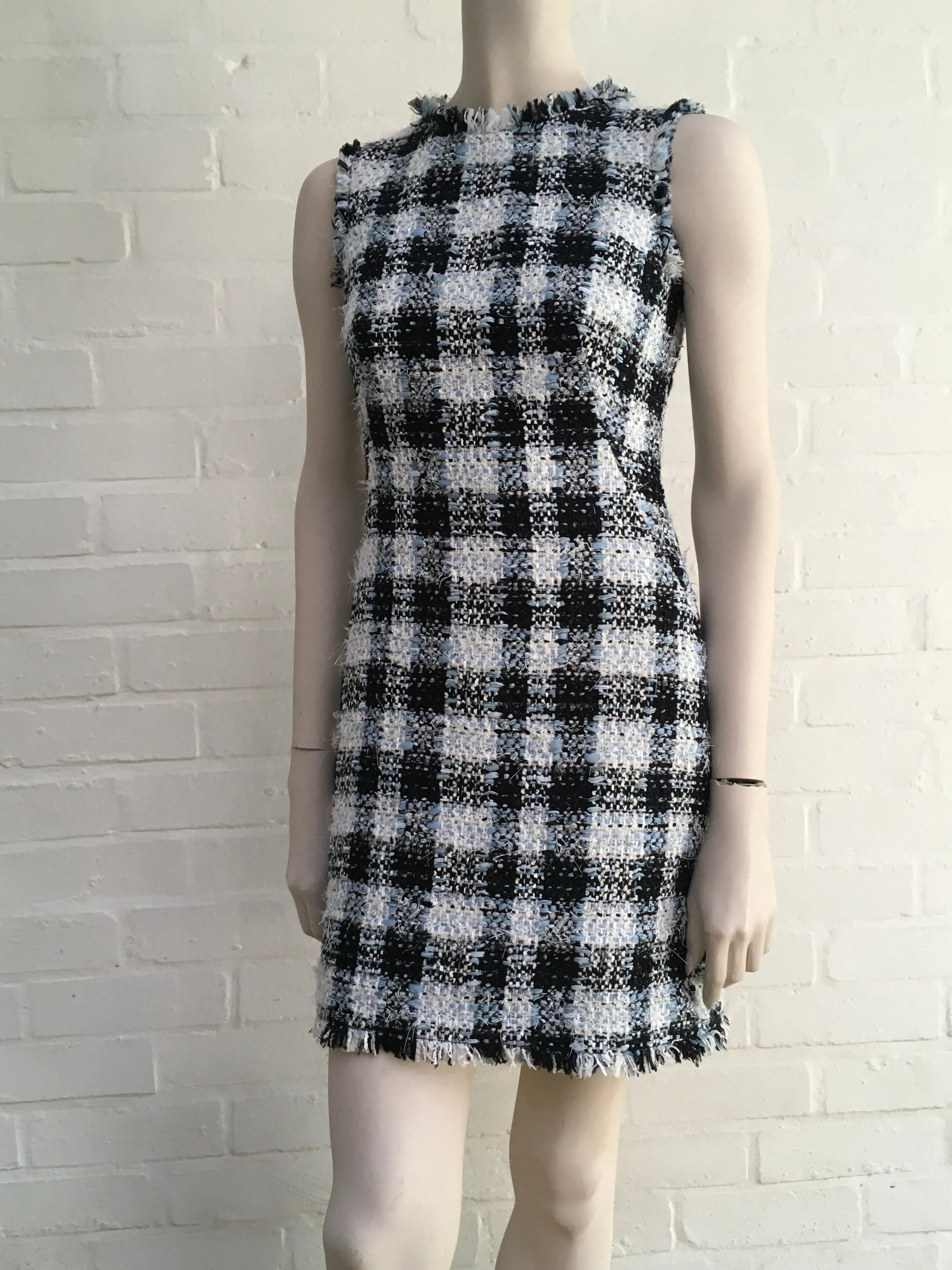 Alexander McQueen 2020 Collection Frayed-trim bouclé-tweed Dress I 38 UK 6 US 2 ladies