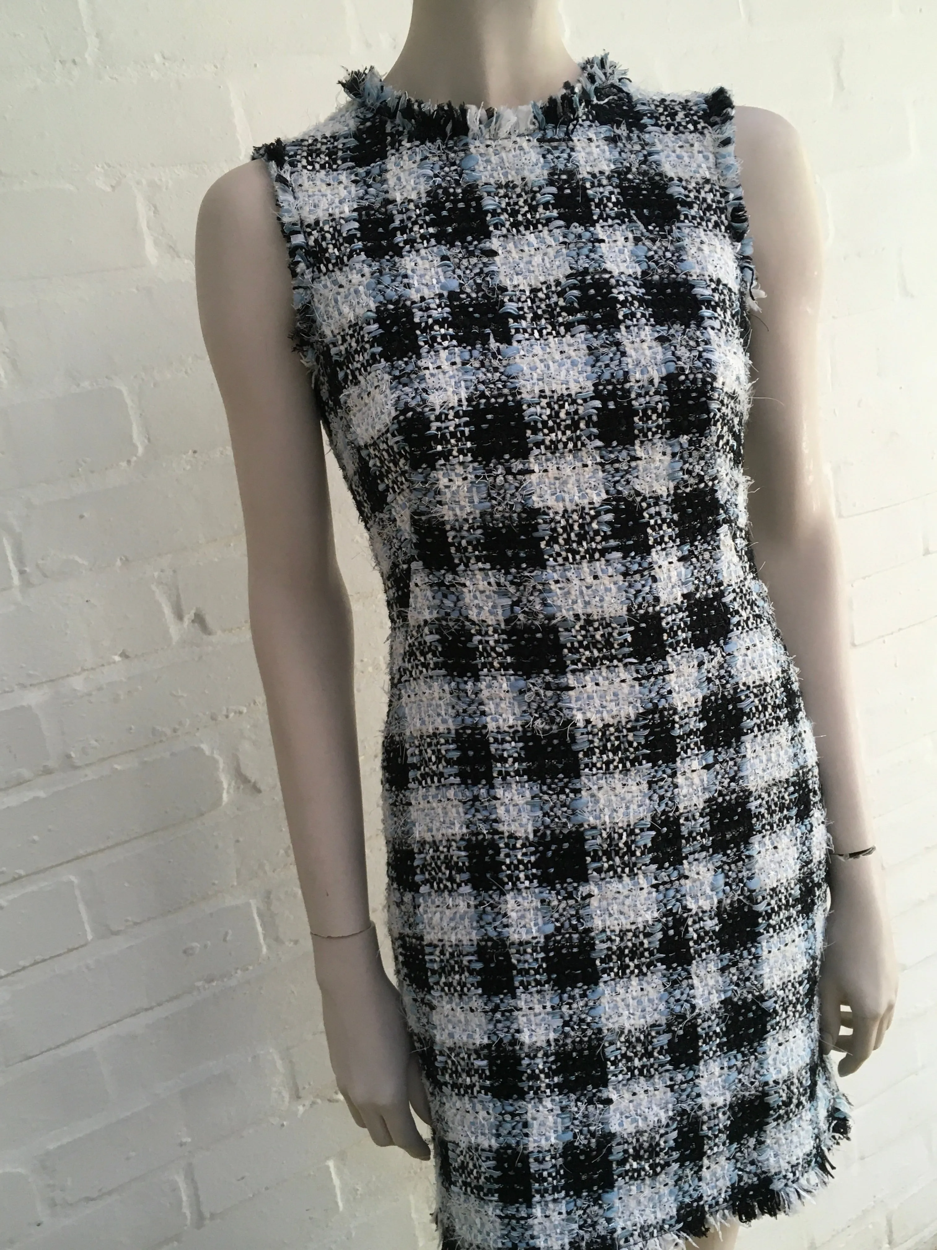 Alexander McQueen 2020 Collection Frayed-trim bouclé-tweed Dress I 38 UK 6 US 2 ladies