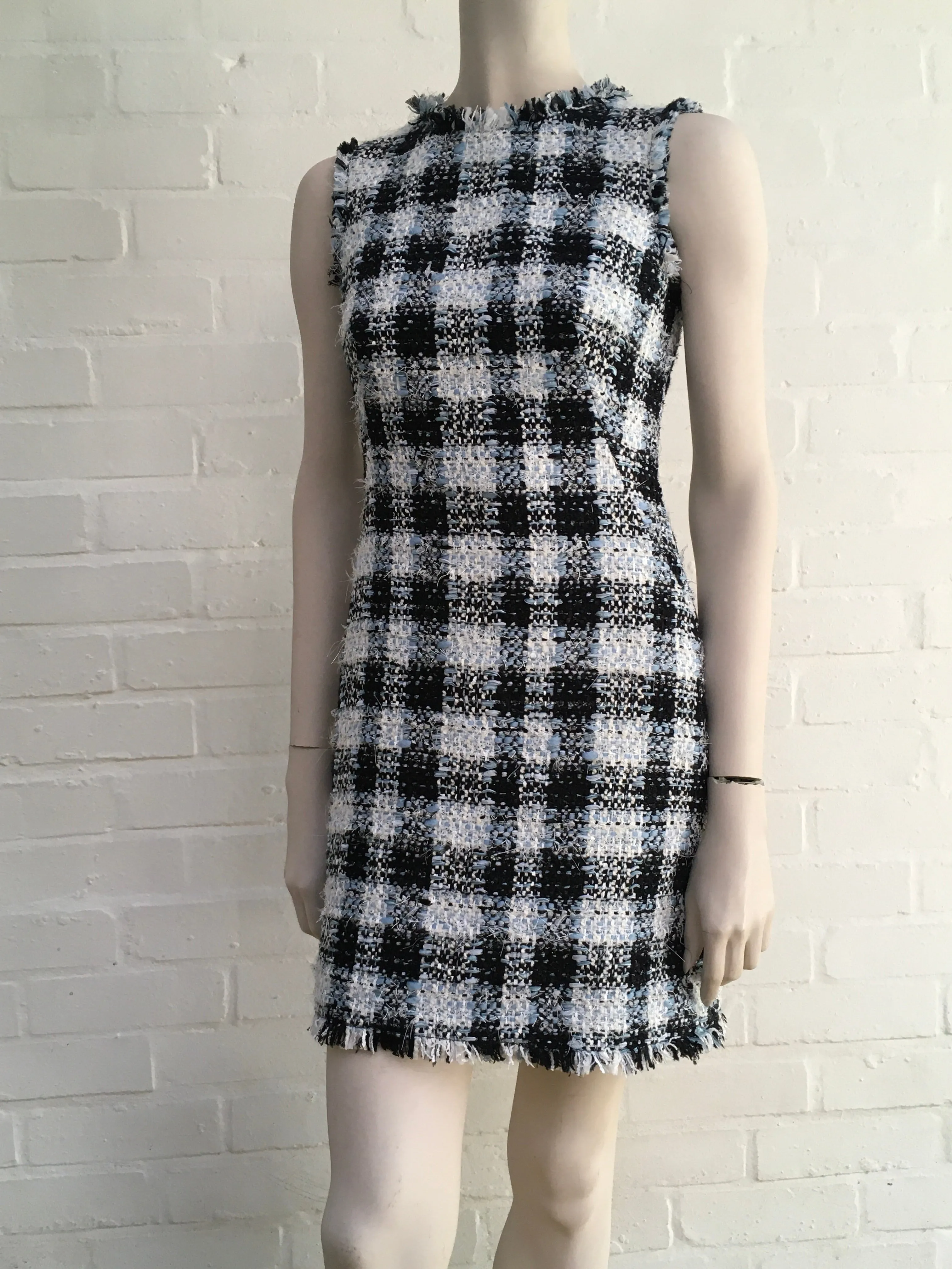 Alexander McQueen 2020 Collection Frayed-trim bouclé-tweed Dress I 38 UK 6 US 2 ladies