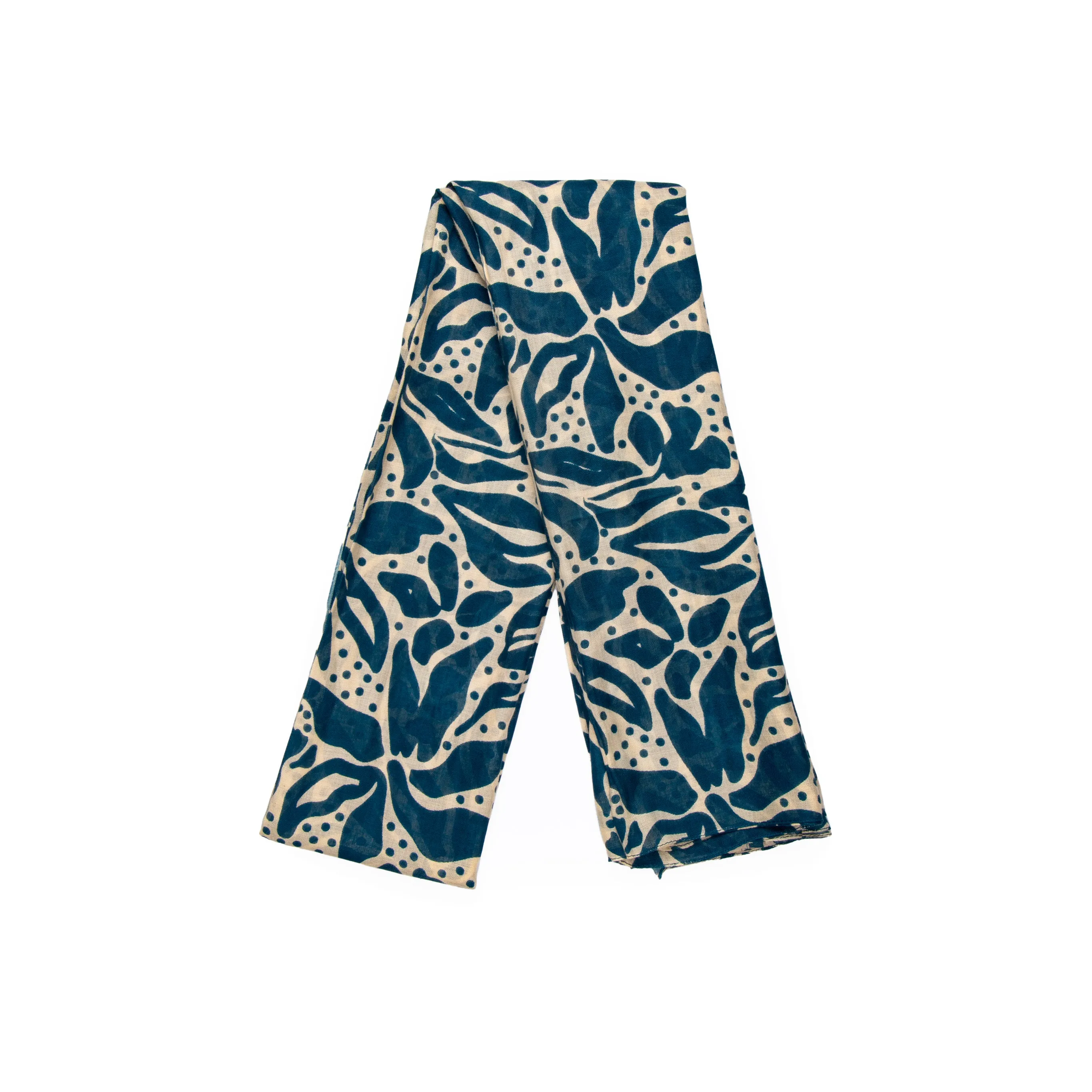 Allie Lightweight Scarf - Teal/Cream, Floral