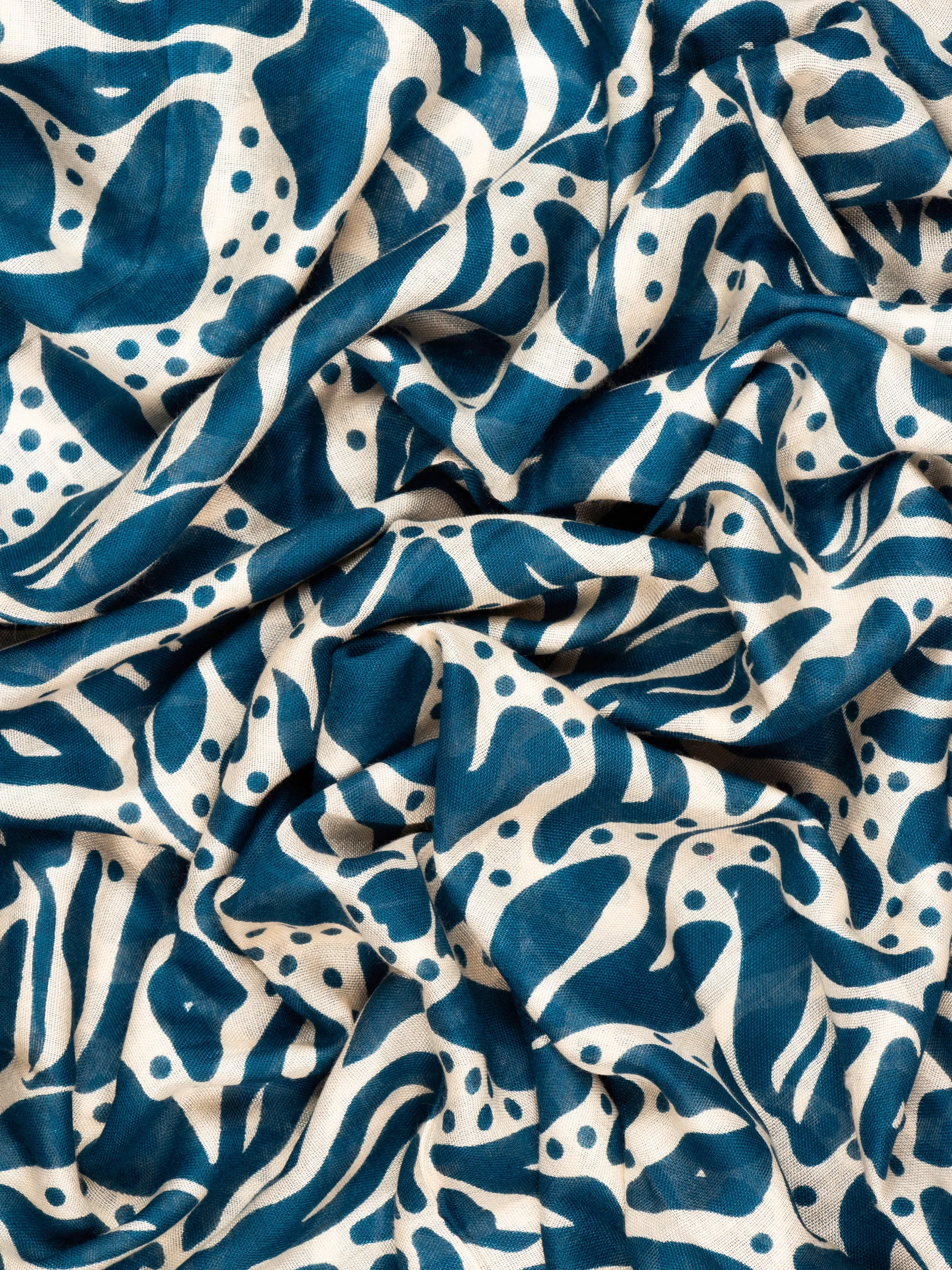 Allie Lightweight Scarf - Teal/Cream, Floral