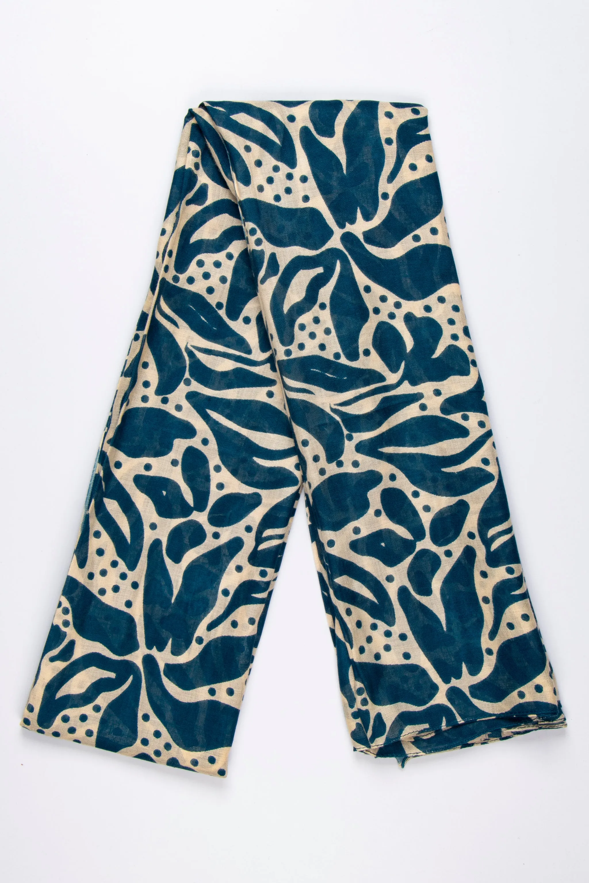 Allie Lightweight Scarf - Teal/Cream, Floral