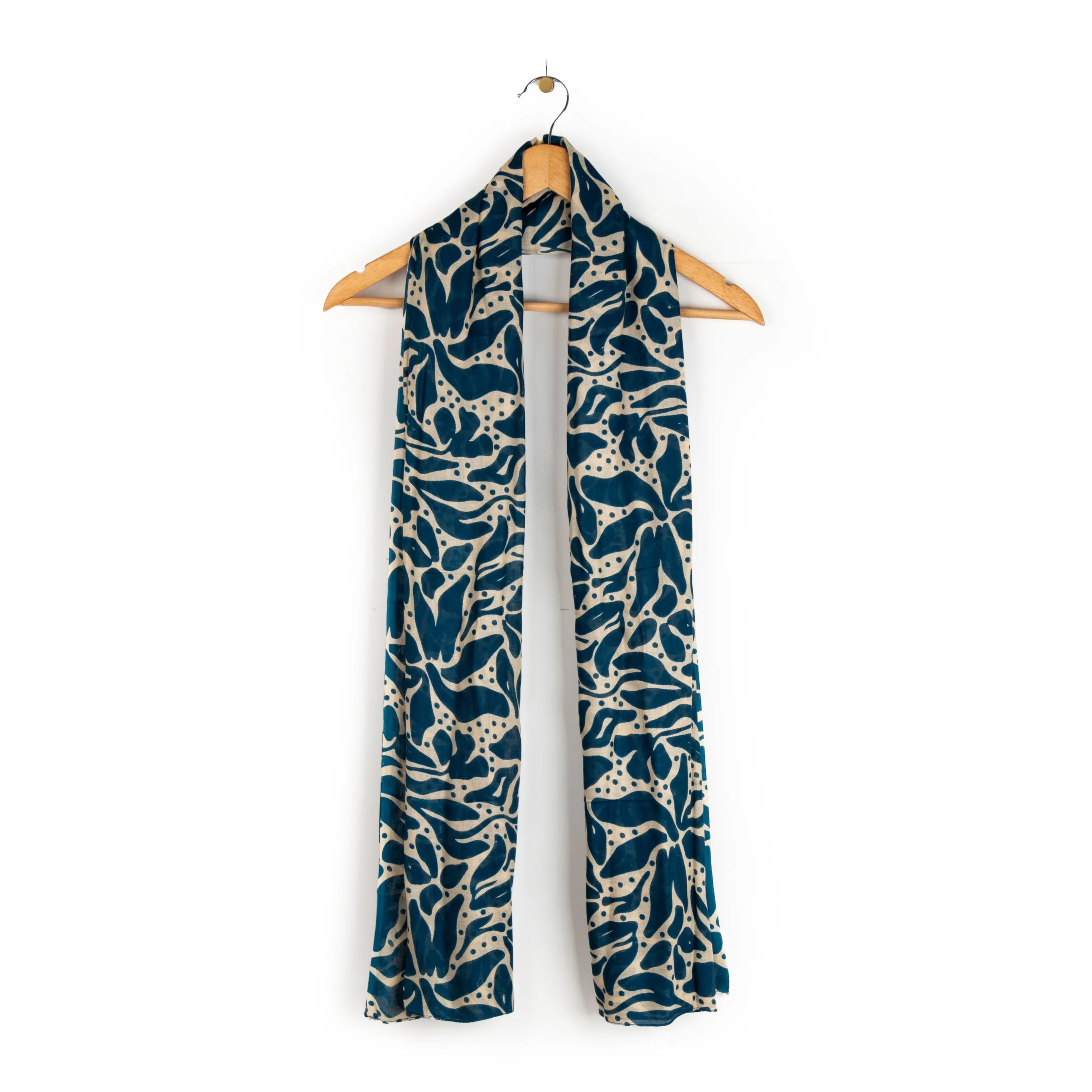 Allie Lightweight Scarf - Teal/Cream, Floral