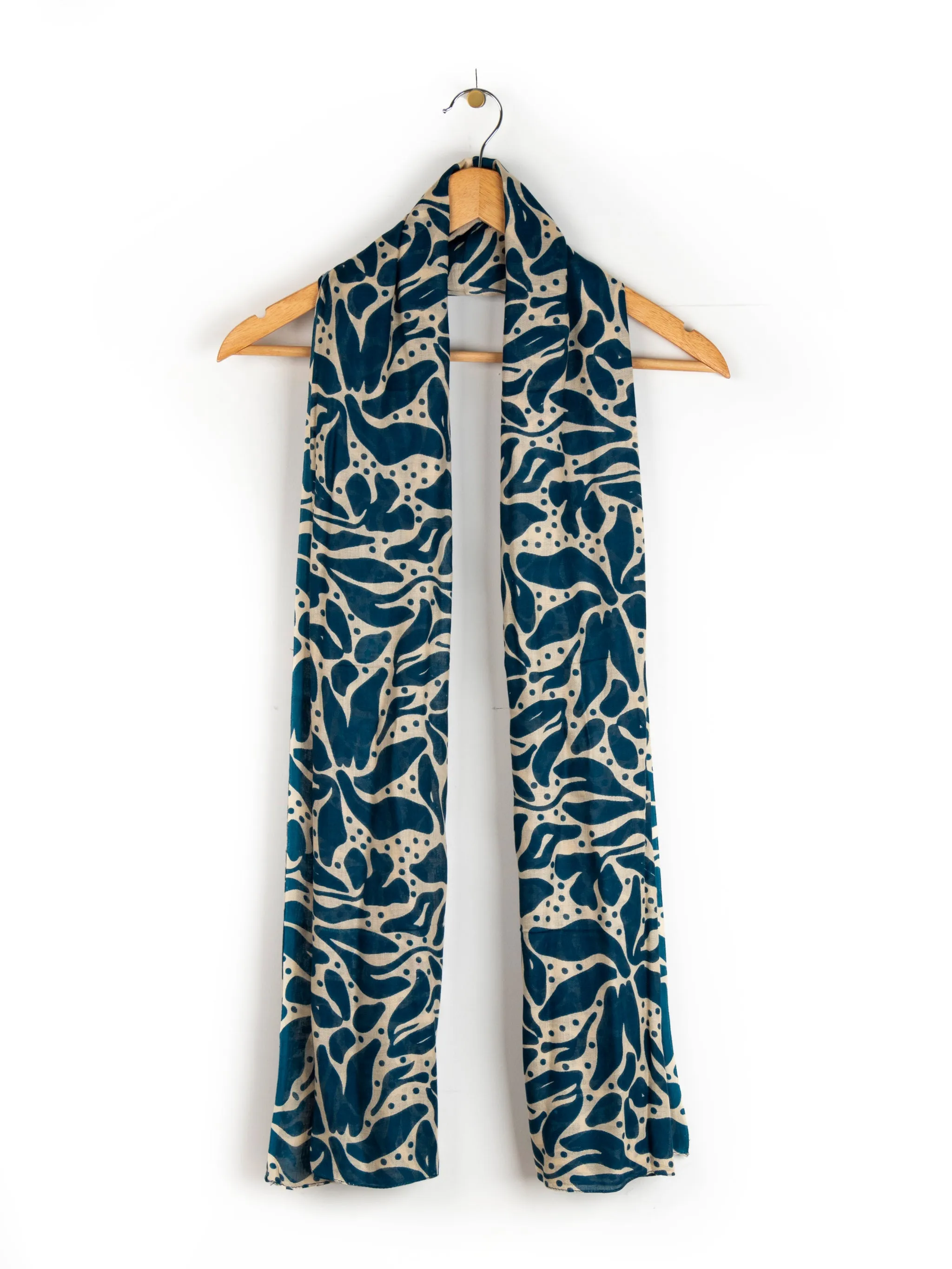 Allie Lightweight Scarf - Teal/Cream, Floral