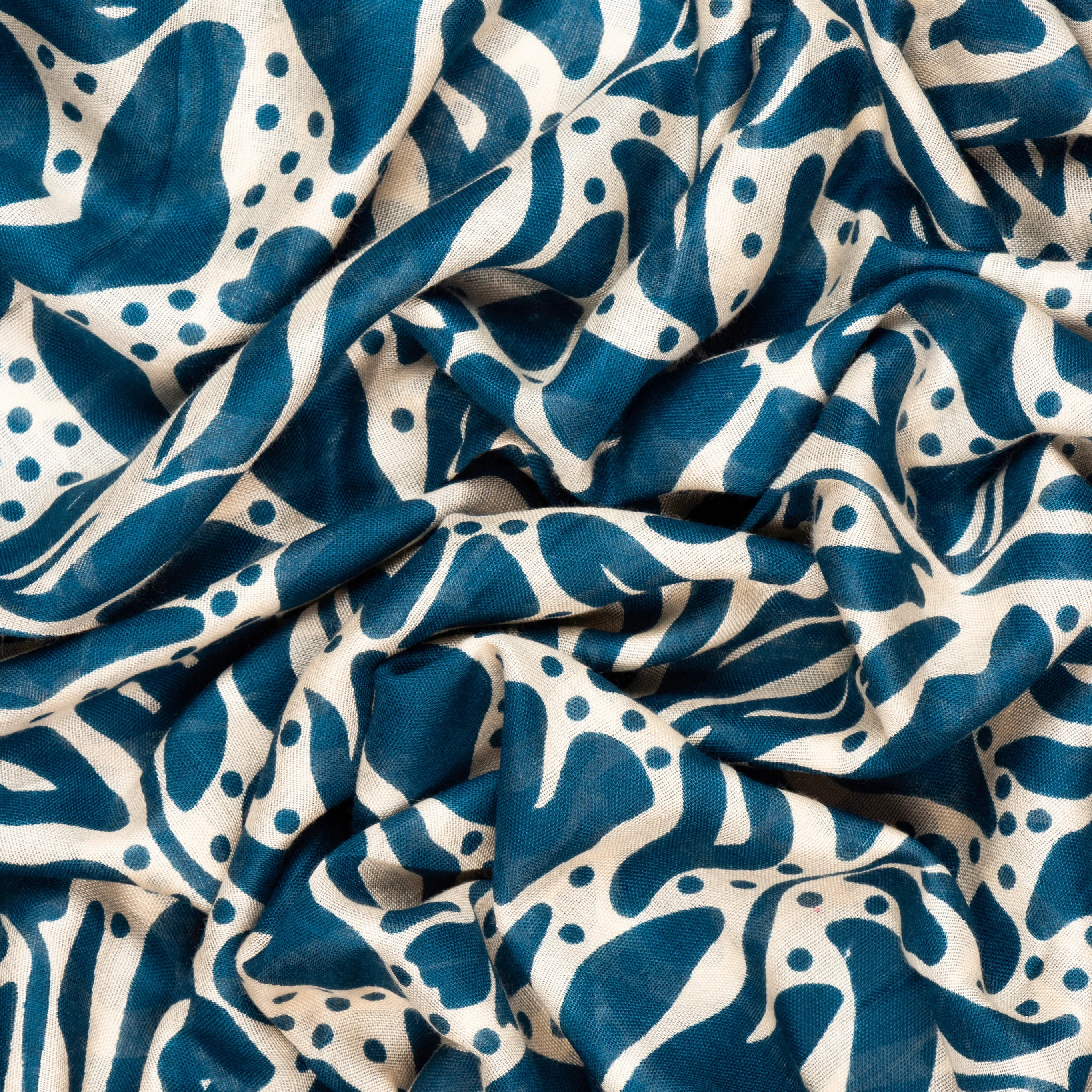 Allie Lightweight Scarf - Teal/Cream, Floral