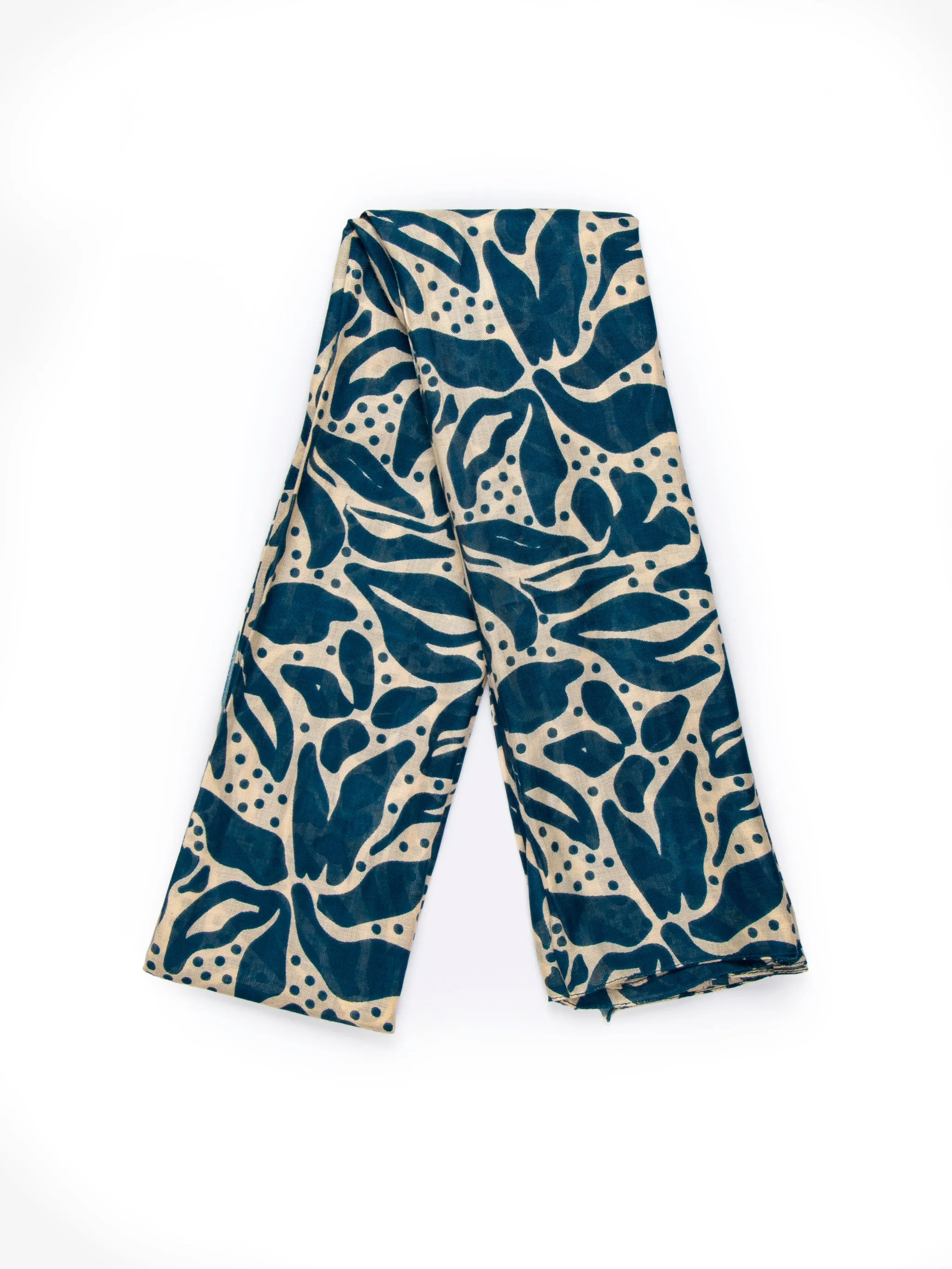 Allie Lightweight Scarf - Teal/Cream, Floral