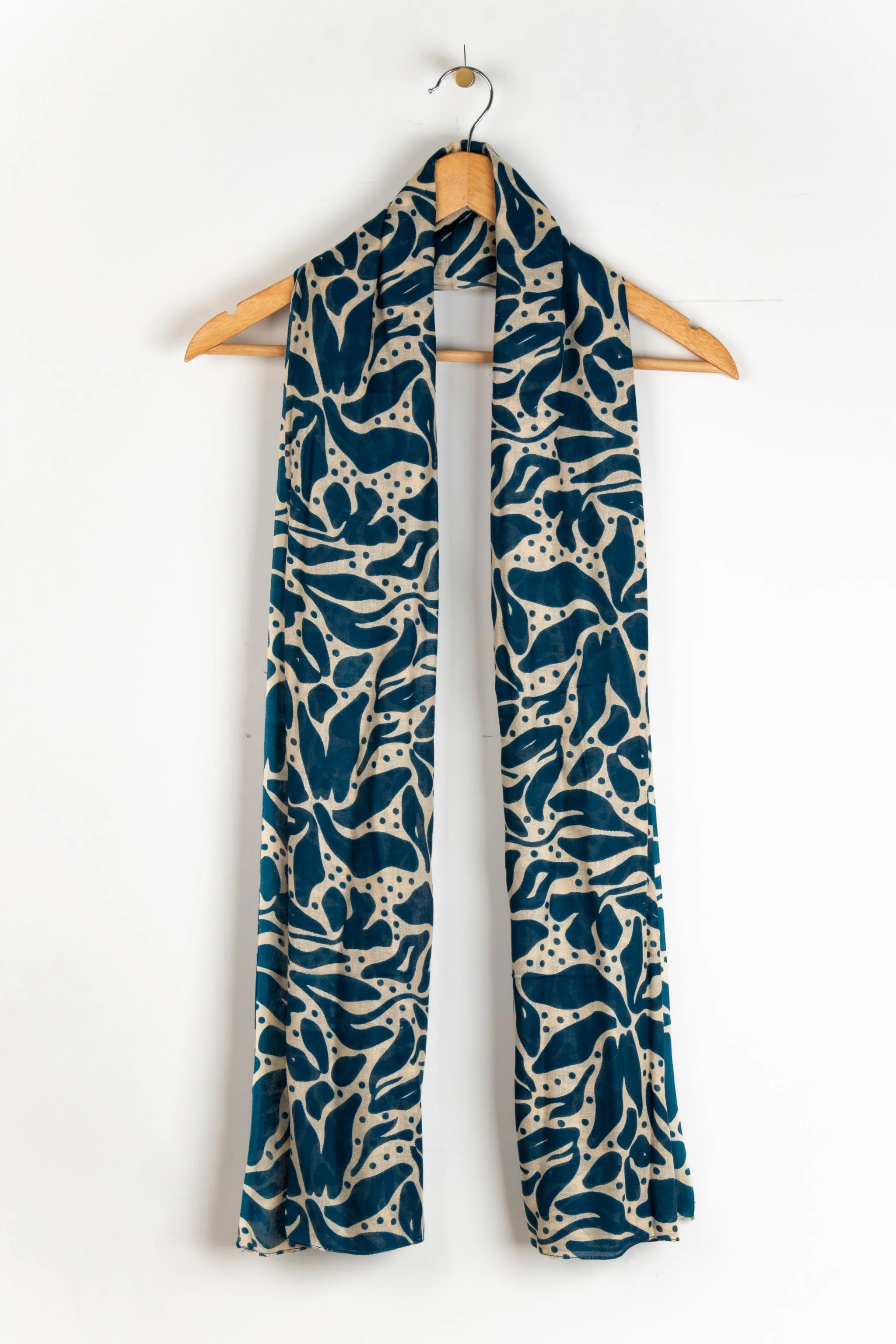 Allie Lightweight Scarf - Teal/Cream, Floral