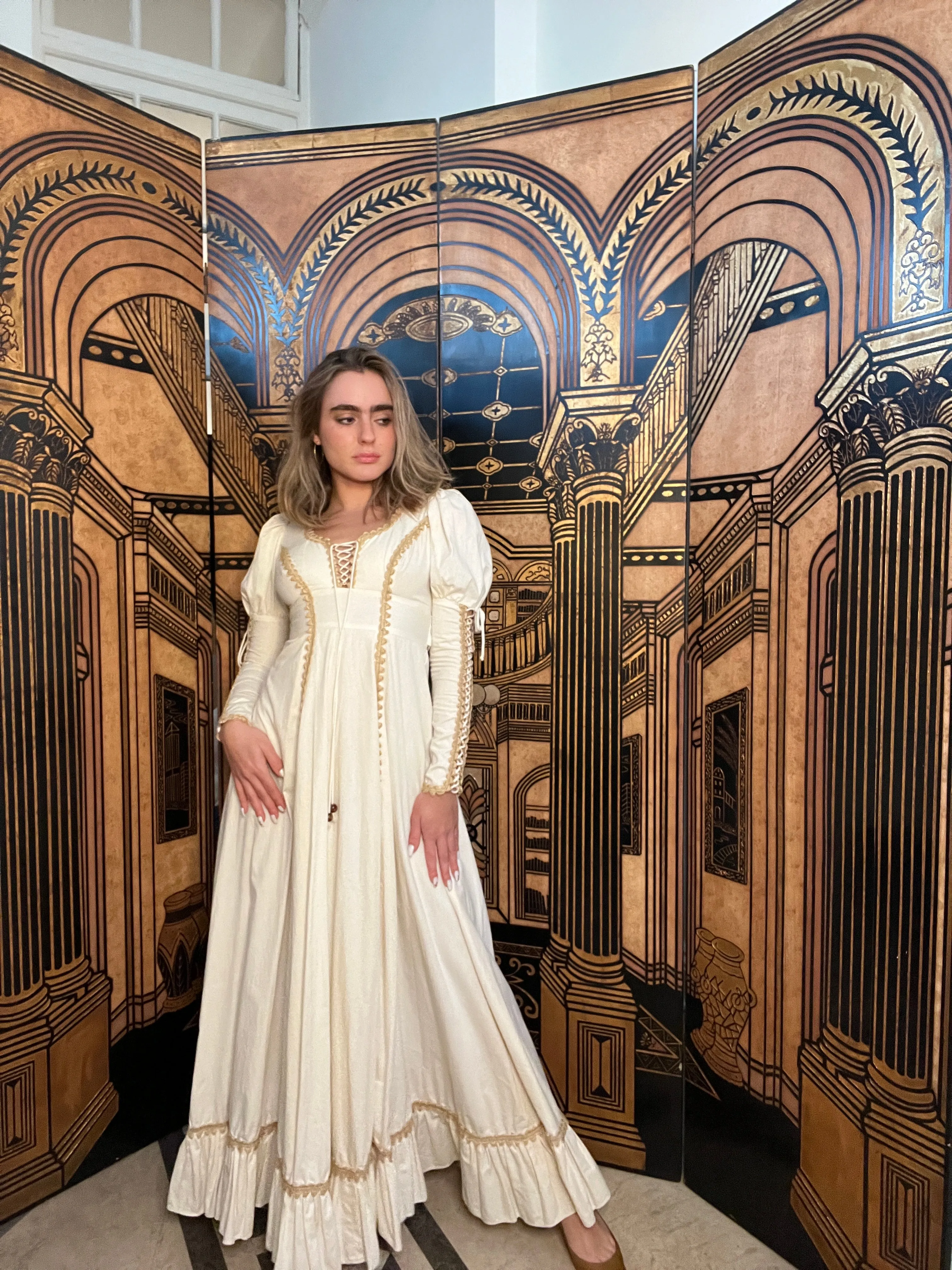 ARCHIVE - 1970s Gunne Sax Medieval Lace-Up Maxi Dress