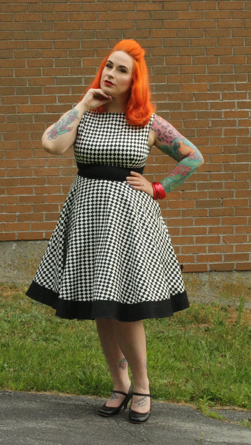 Audrey Dress in Harlequin Print