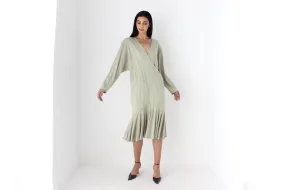 Avant Garde 80s Sage Green Draped Cocoon Dress