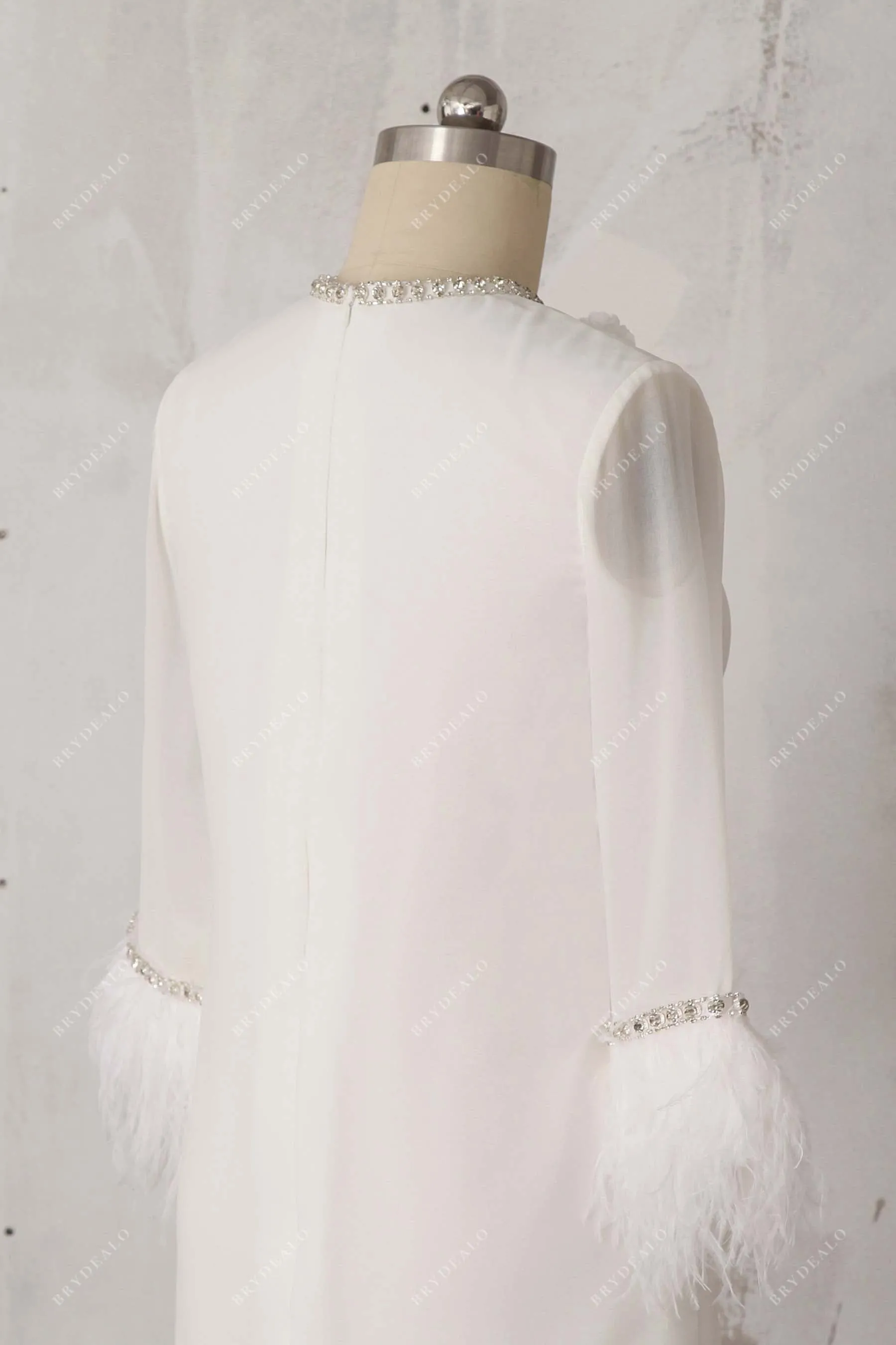 Bead & Feather Ivory 3D Flower Short Bridal Shower Dress