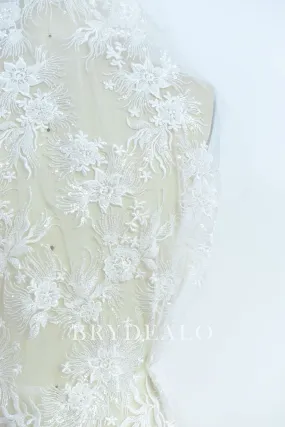 Beaded Flower Apparel Lace Fabric for Wholesale