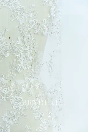 Beaded Unrestrained Embroidered Lace Fabric