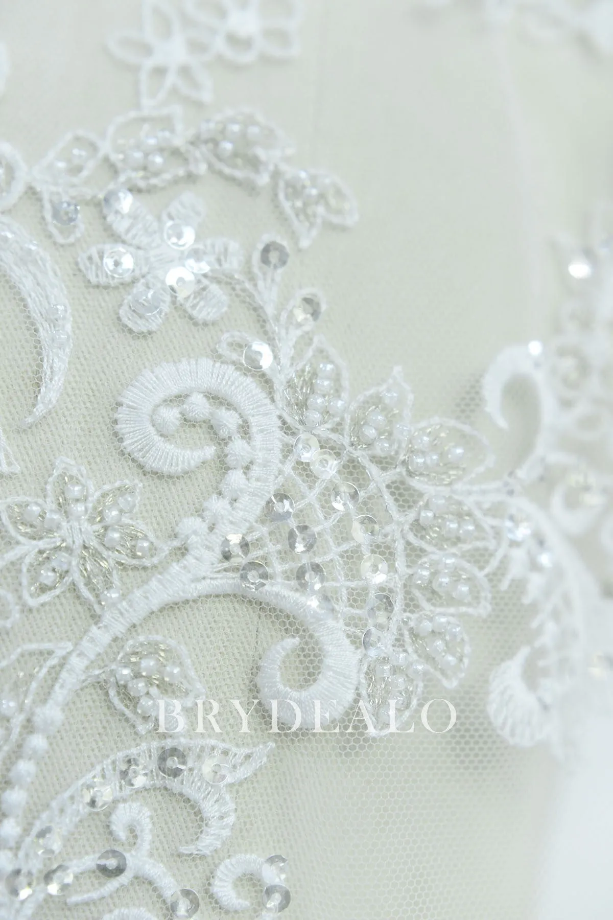 Beaded Unrestrained Embroidered Lace Fabric