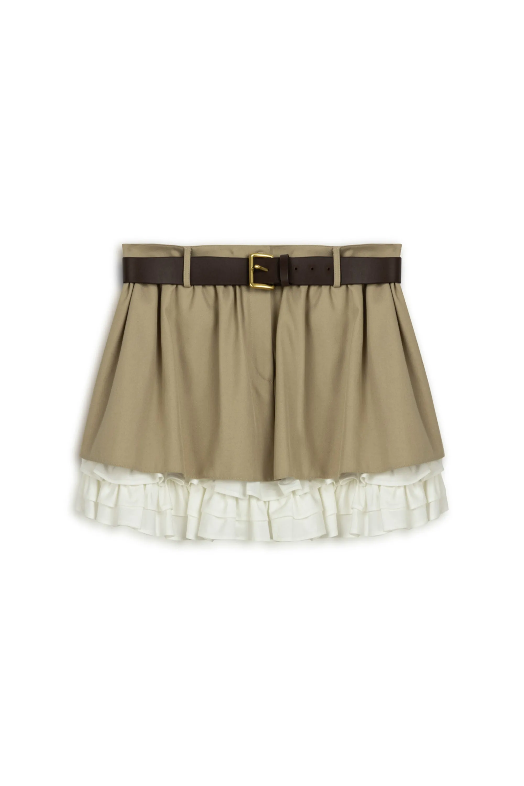 Beige Layered Mini Skirt