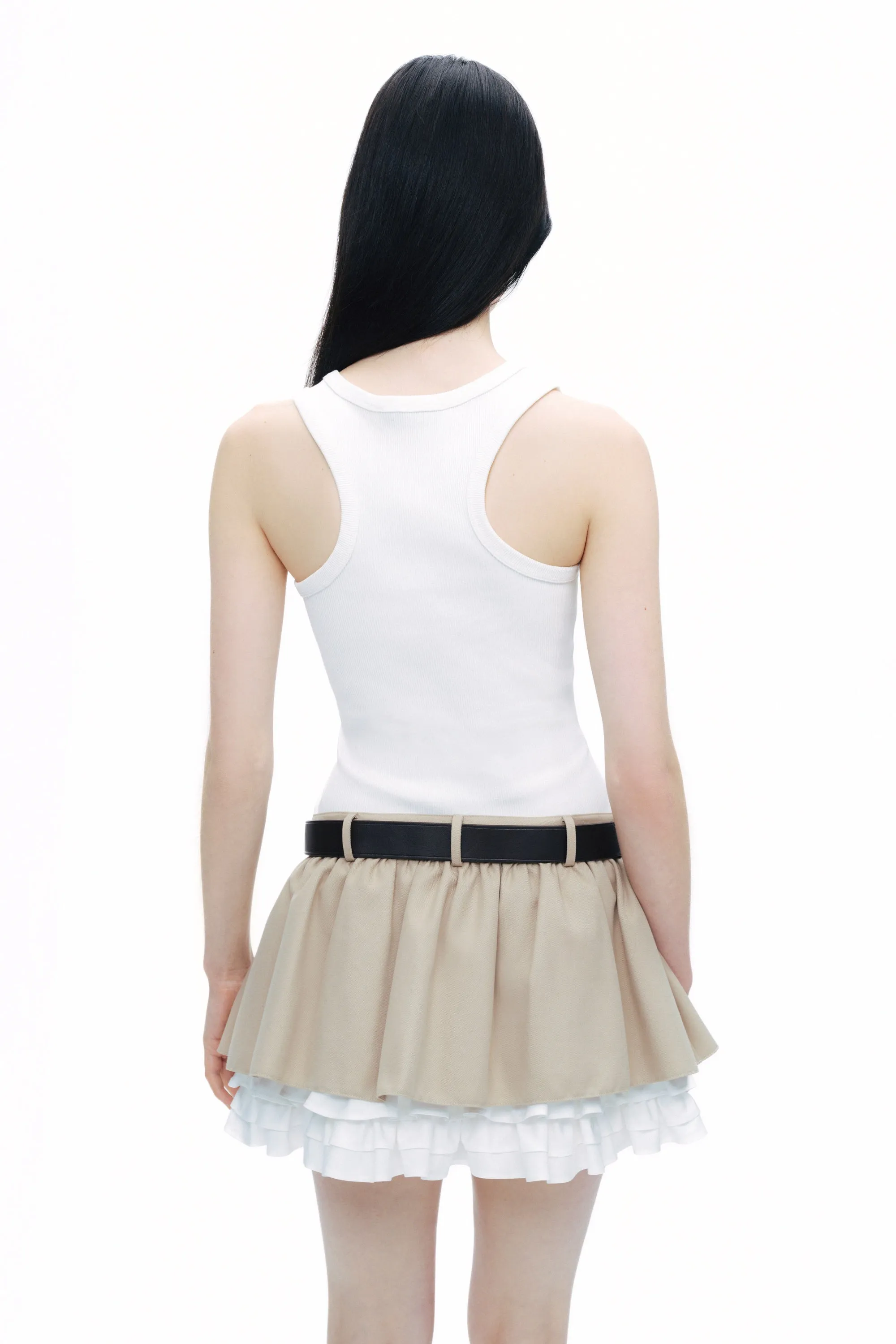 Beige Layered Mini Skirt