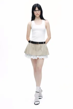 Beige Layered Mini Skirt
