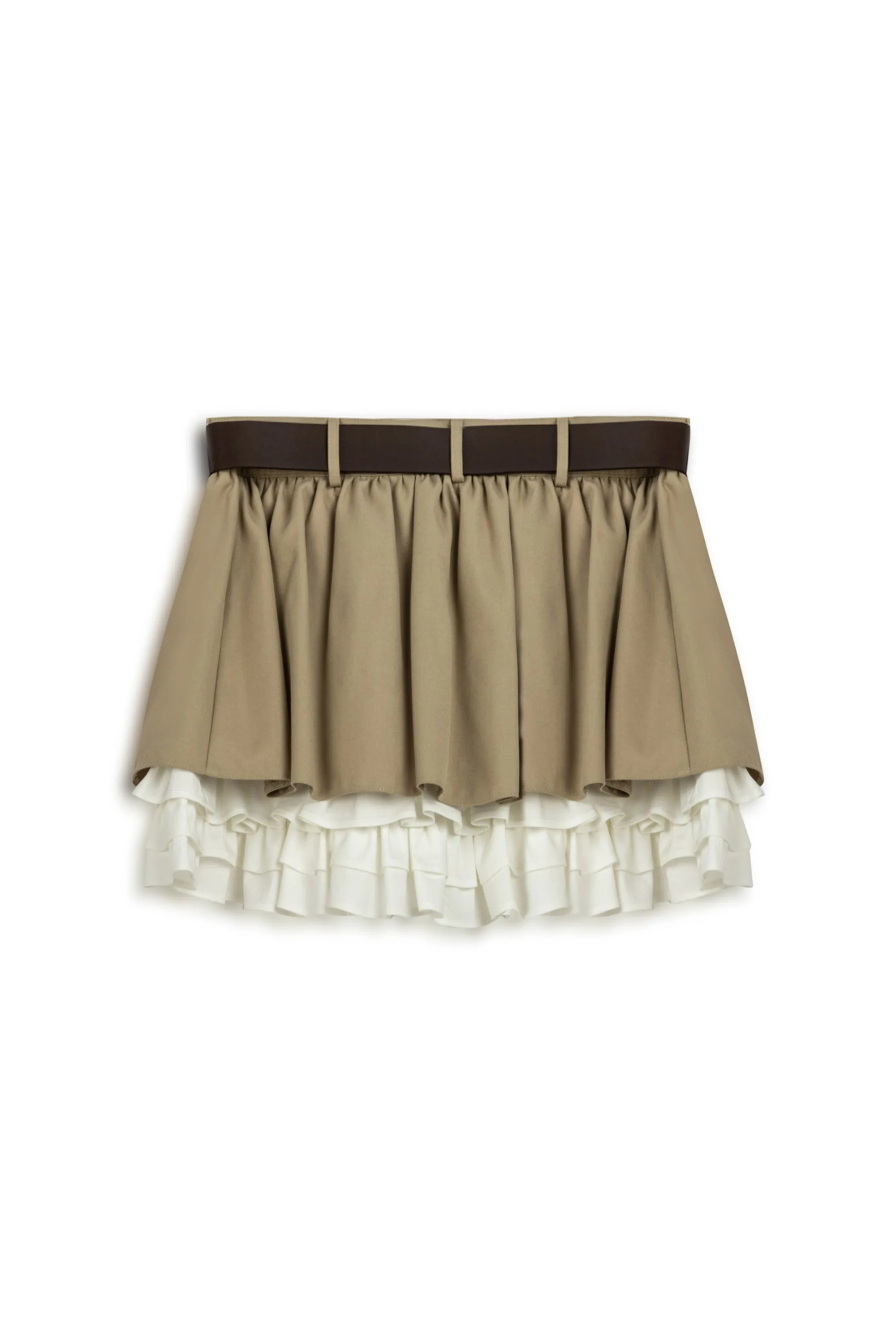 Beige Layered Mini Skirt