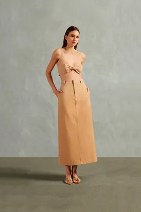 Bicolor Solid Midi Skirt