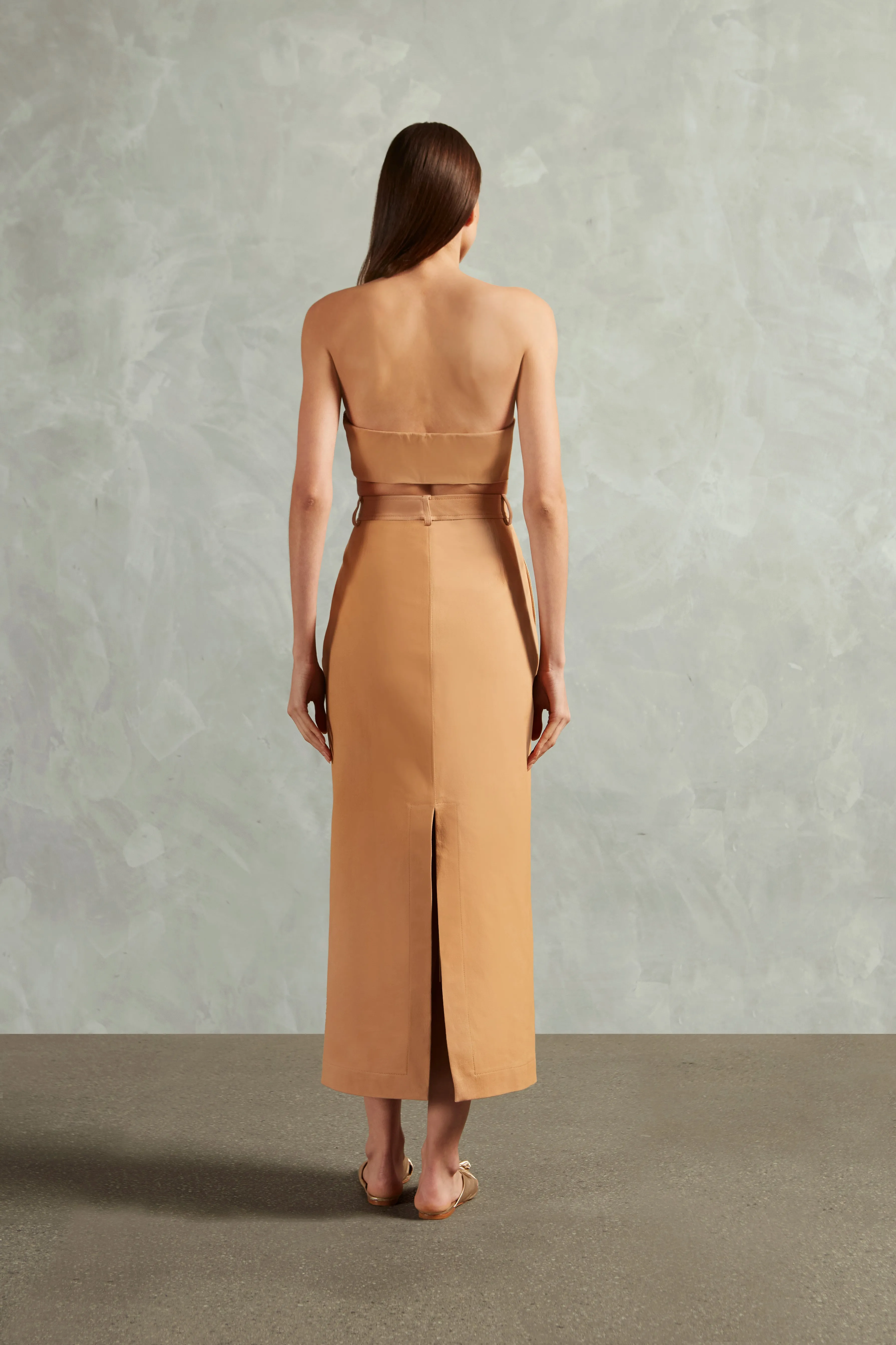 Bicolor Solid Midi Skirt