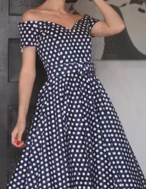 Black And White Polo Dot Elegant Dress