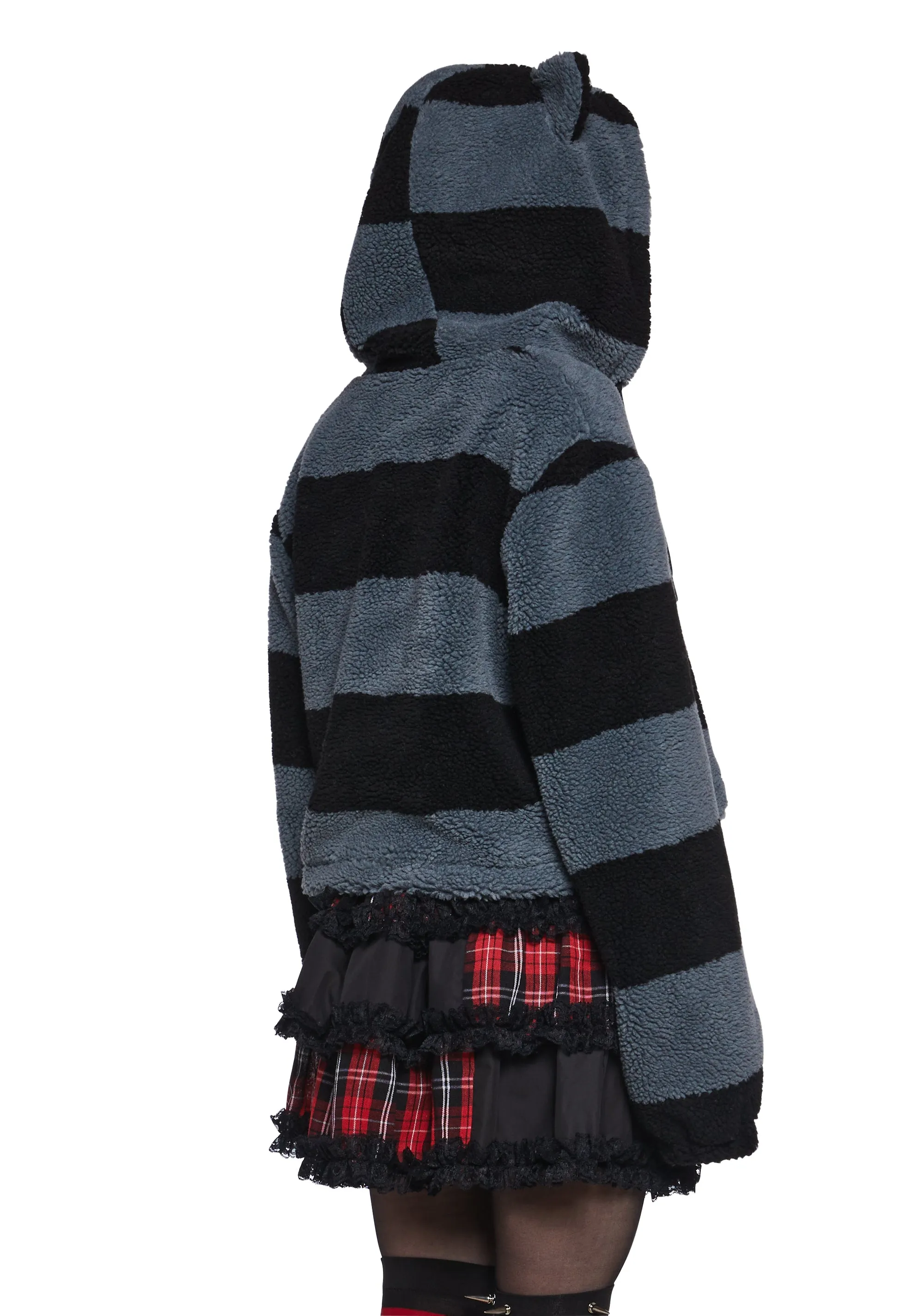 Black Cat Energy Hooded Sherpa Jacket