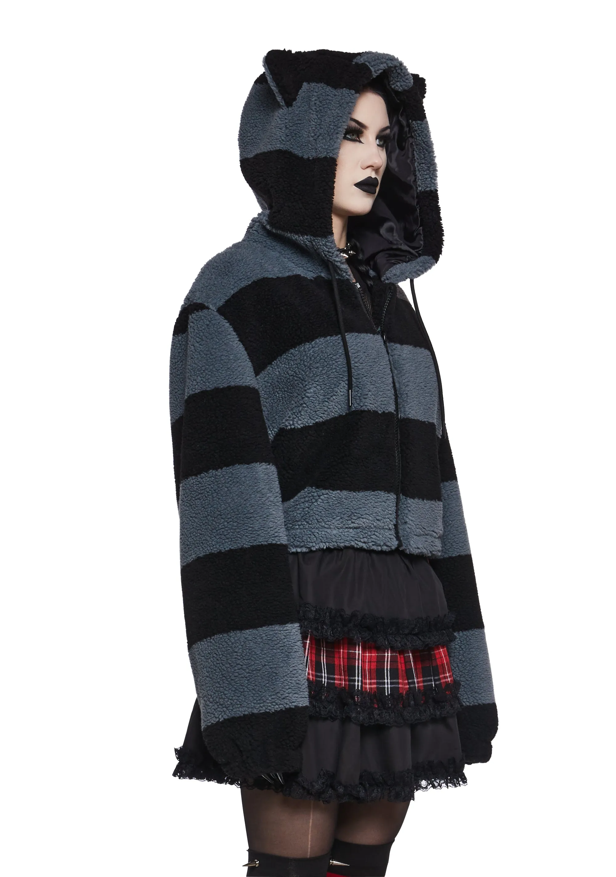Black Cat Energy Hooded Sherpa Jacket