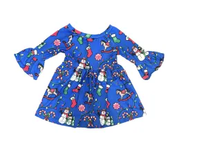 Blue Frosty Bell Sleeve Dress (2T-5T)