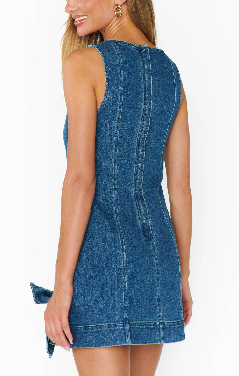 Bridgeport Bow Dress-Blue Jeans