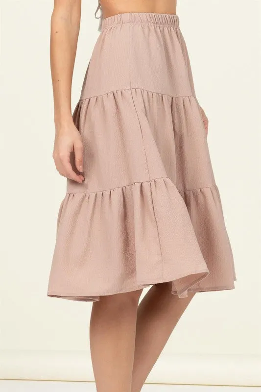 CALL IT A DAY TIERED MIDI SKIRT