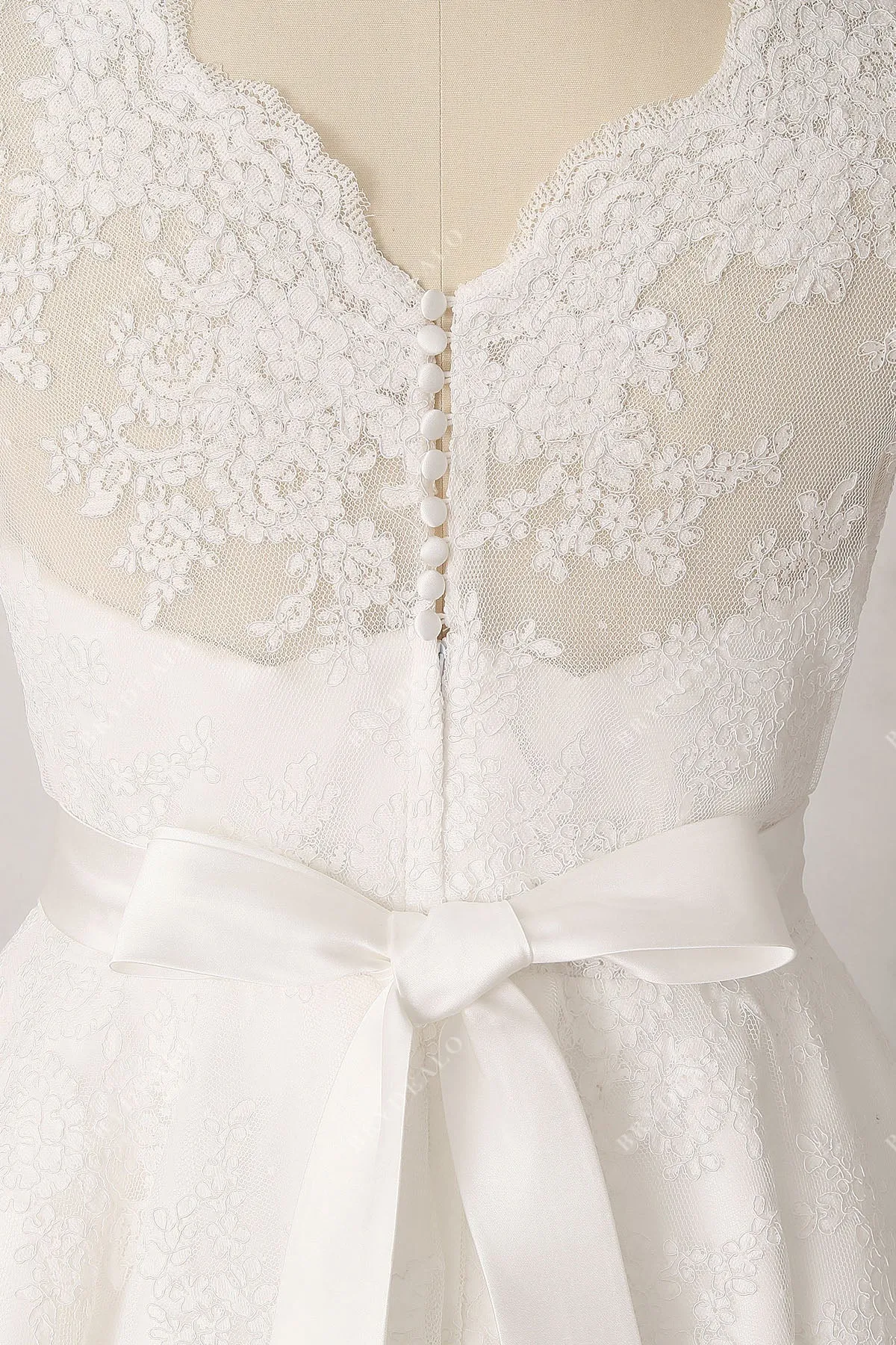 Casual Illusion Lace Cap Sleeve Tea Length City Wedding Dress
