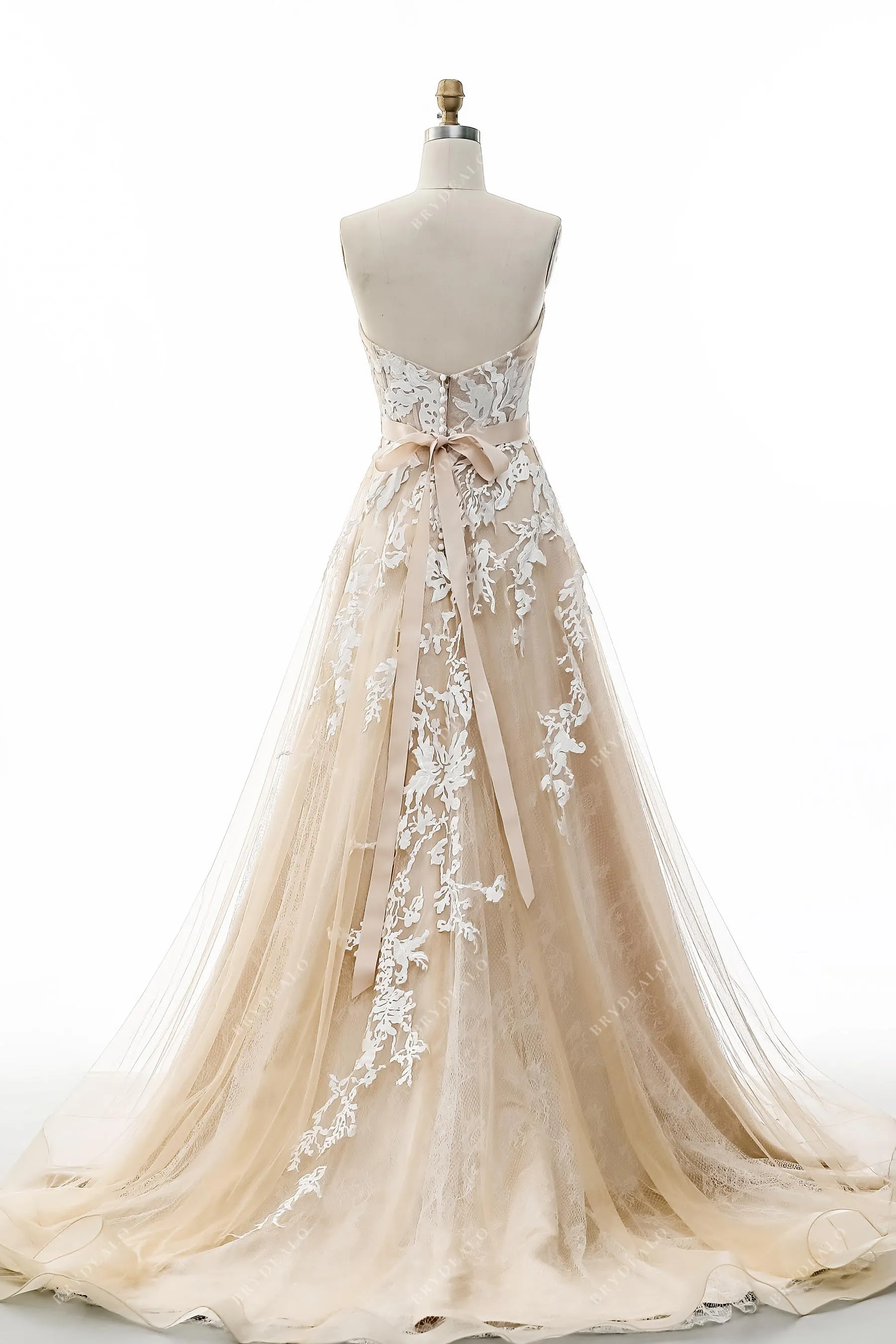 Colored Strapless Sweetheart Neck Wedding Dress
