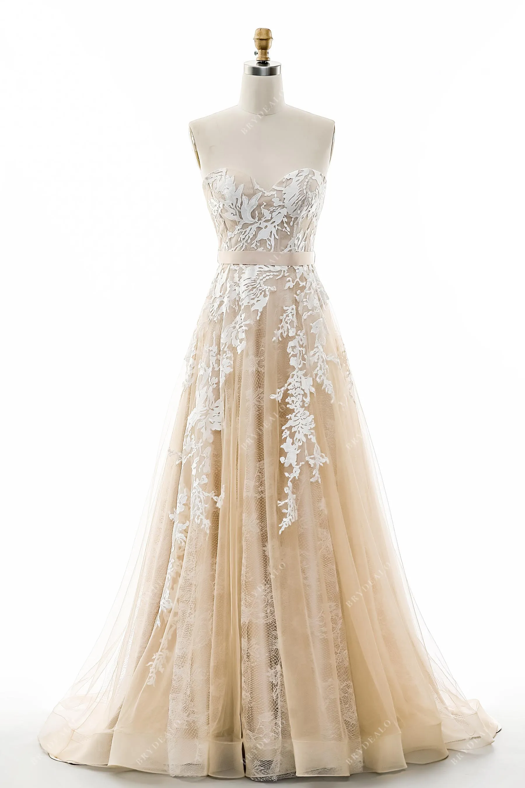 Colored Strapless Sweetheart Neck Wedding Dress