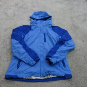 Columbia Jacket Women S Blue Long Sleeve Interchange Outdoors Parka Hooded Coat