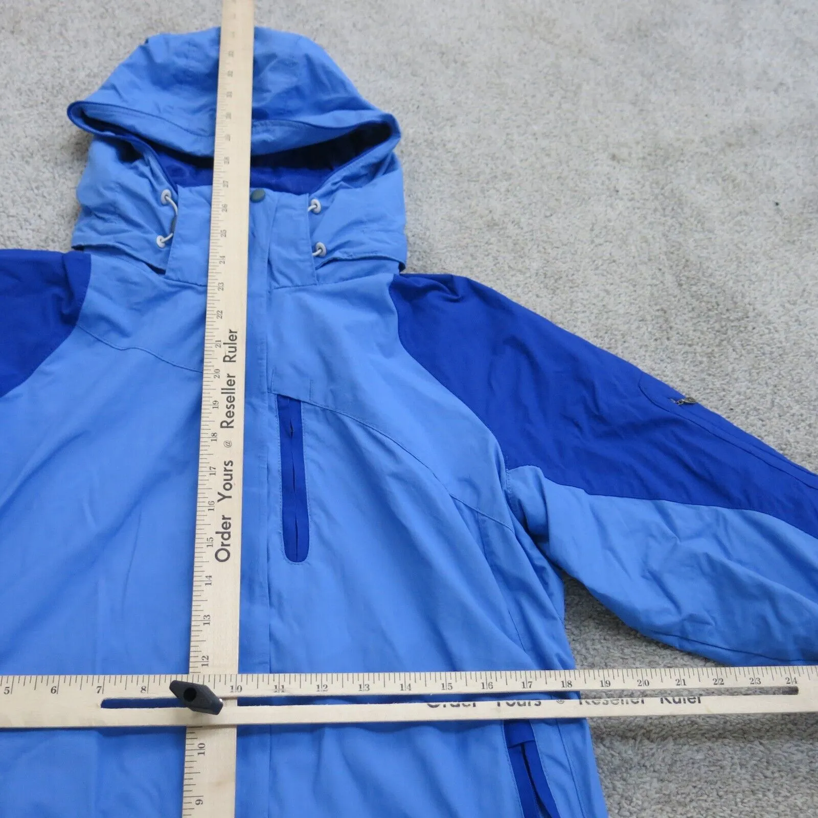 Columbia Jacket Women S Blue Long Sleeve Interchange Outdoors Parka Hooded Coat