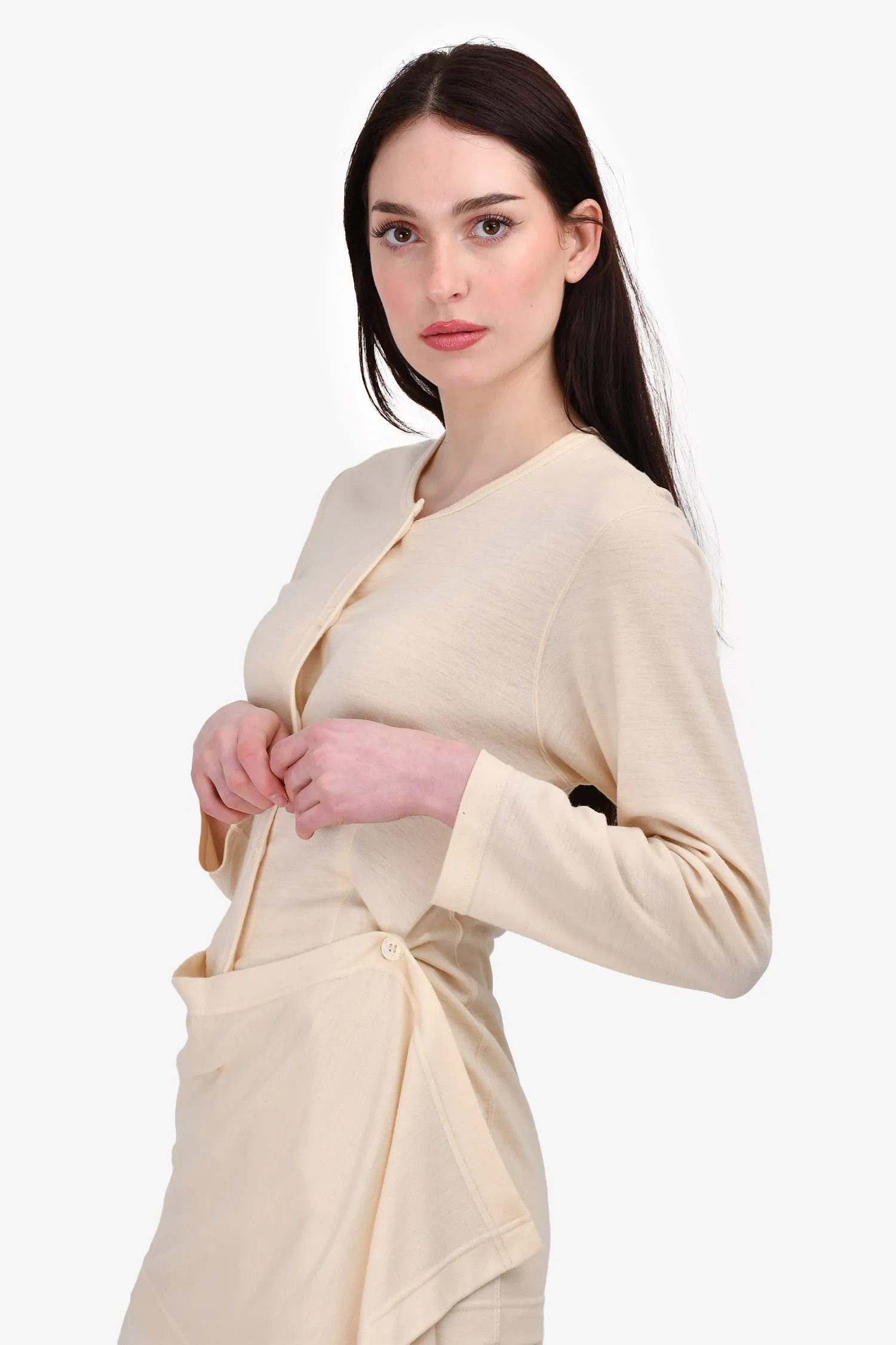 Comme Des Garcons Cream Wool Top   Midi Skirt Set Size S