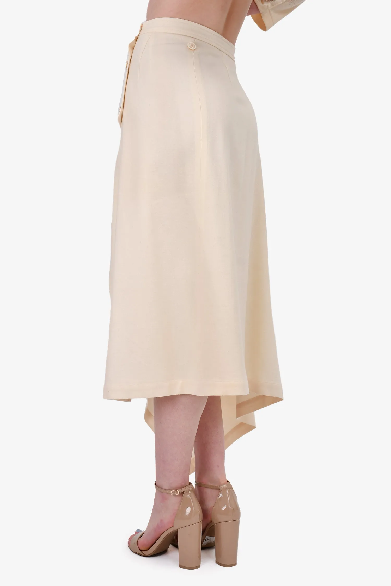 Comme Des Garcons Cream Wool Top   Midi Skirt Set Size S
