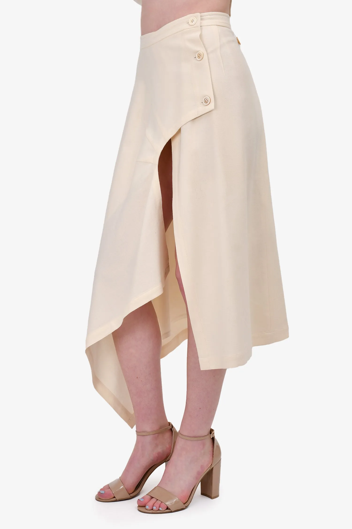 Comme Des Garcons Cream Wool Top   Midi Skirt Set Size S