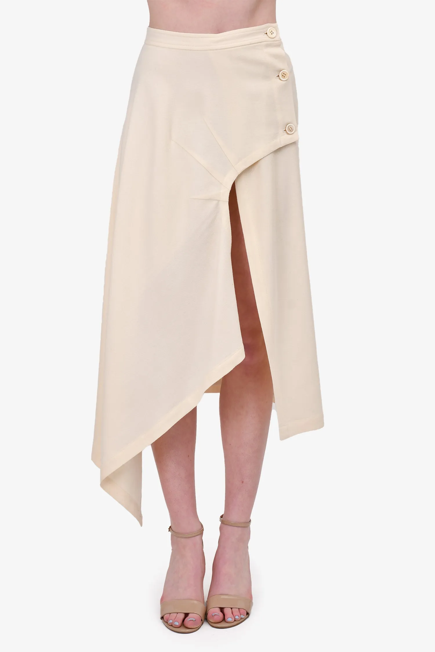 Comme Des Garcons Cream Wool Top   Midi Skirt Set Size S