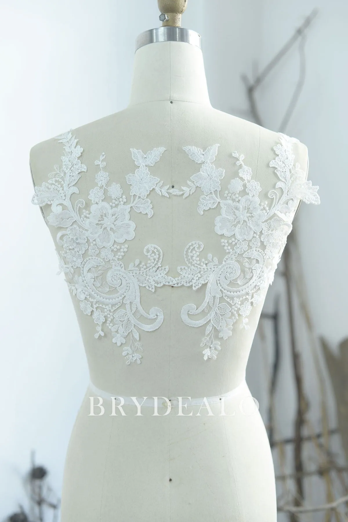 Cotton Embroidered Floral Corded Lace Appliques