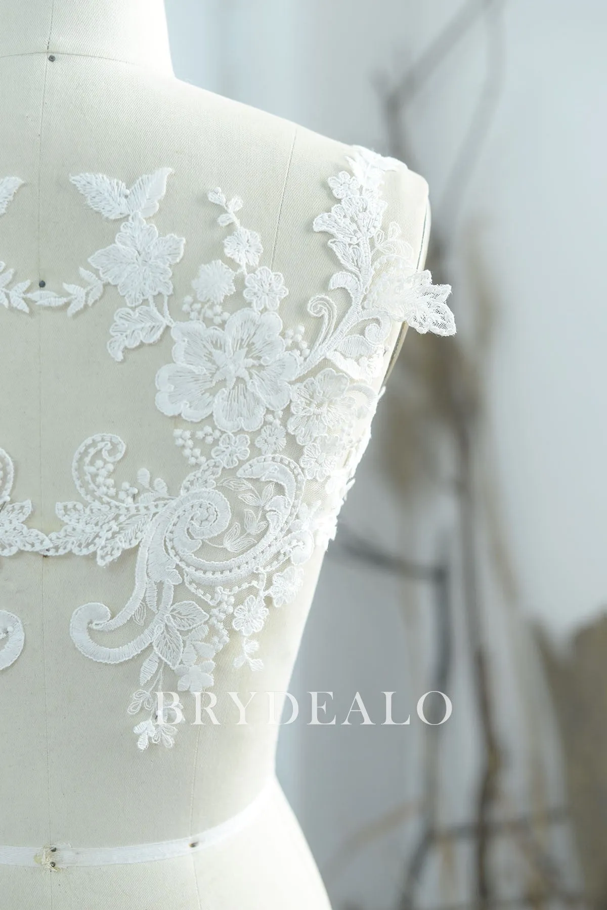 Cotton Embroidered Floral Corded Lace Appliques