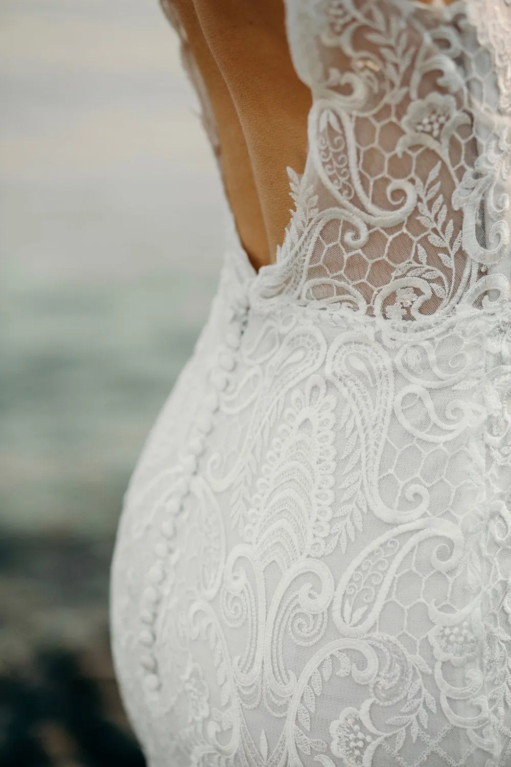Custom Beaded Lace Godet Wedding Dress BR20231916-03