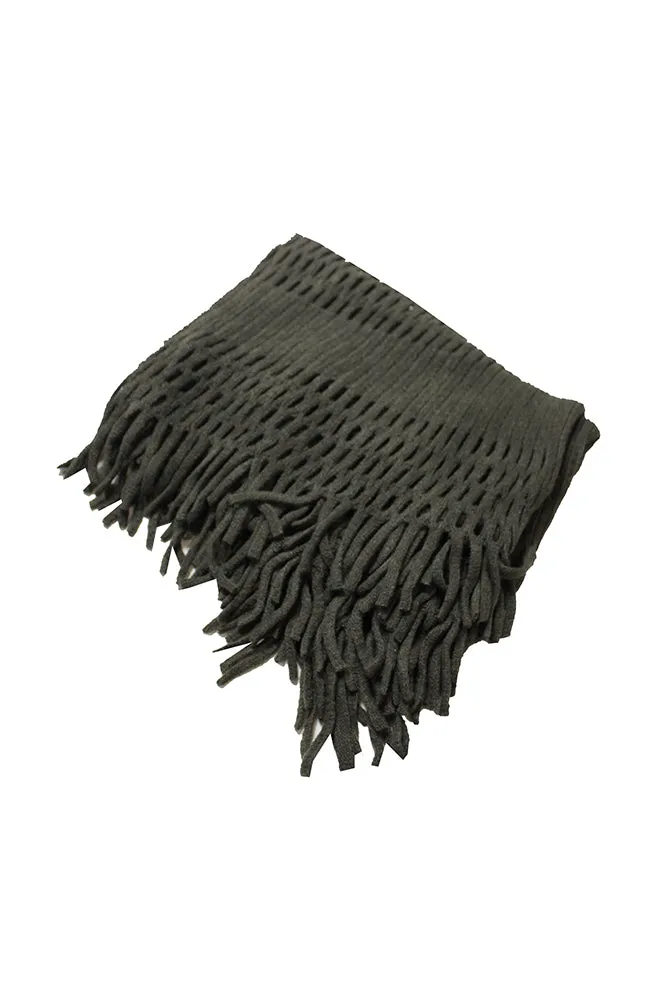 DBFL1 Women's Fringe Knitted Crochet Cutout Infinity Loop Scarf 5 Colors