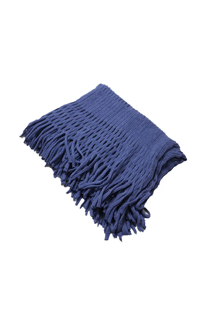 DBFL1 Women's Fringe Knitted Crochet Cutout Infinity Loop Scarf 5 Colors